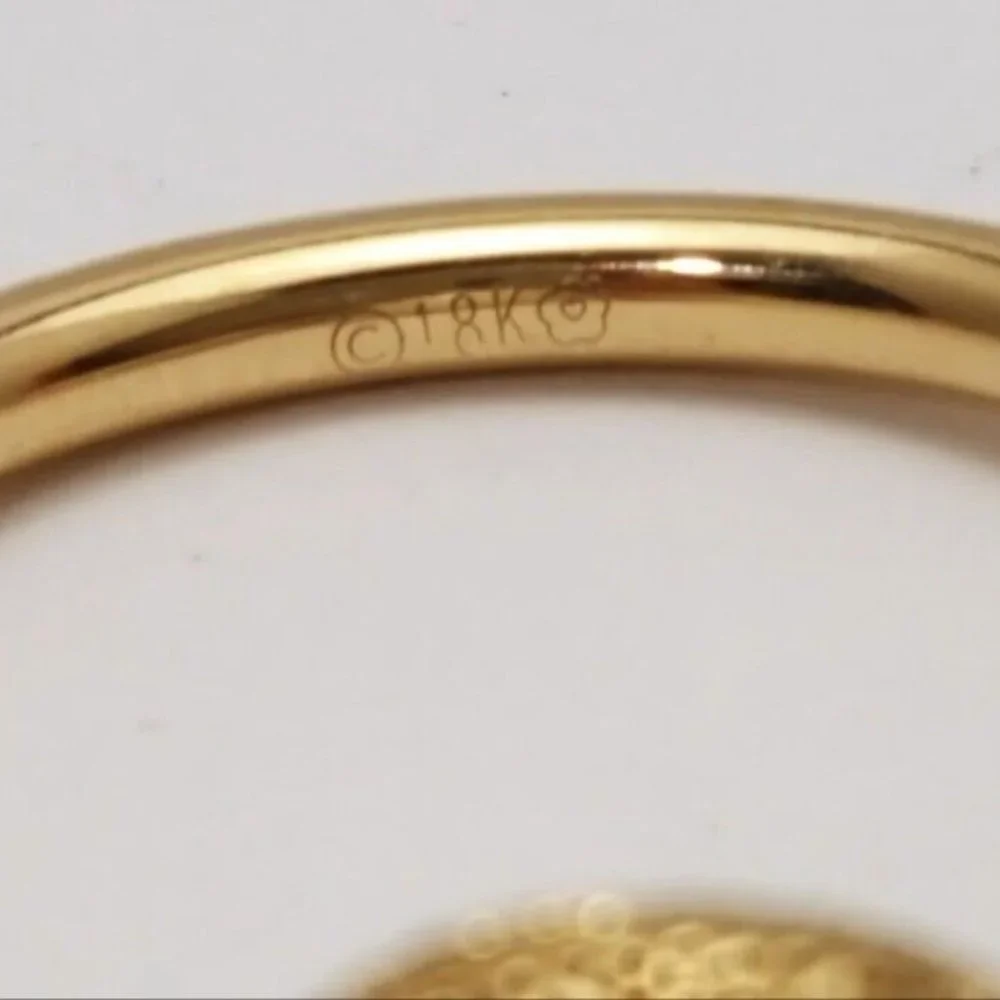 Beautiful 18K Karat Yellow Gold Designer Diamond Cut Pearl Ring - Size 10